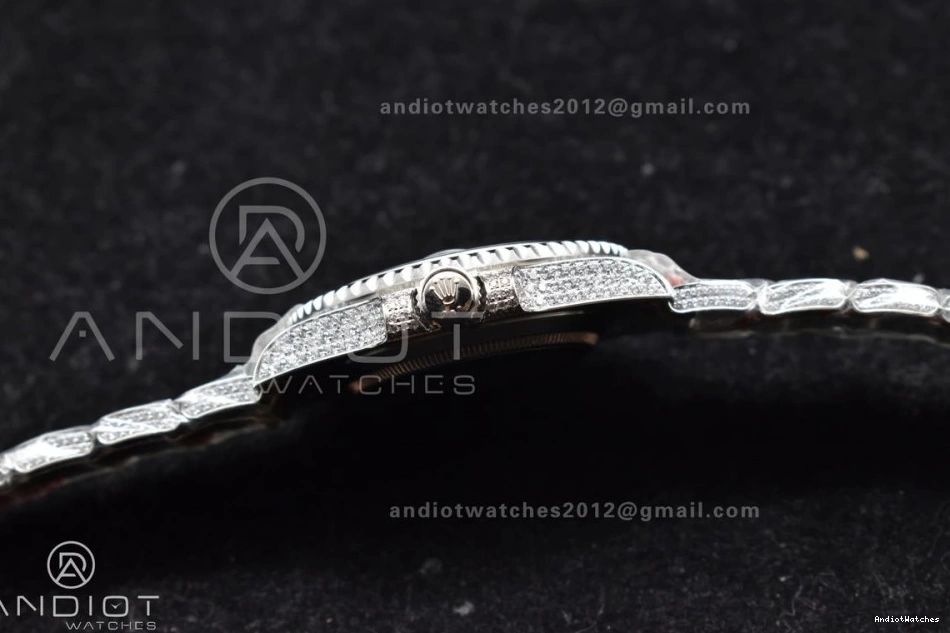 Diamonds on Bracelet VR Submariner Green SS Edition Full 1150 Dial on Minimalist Best AMGF 40mm 0426